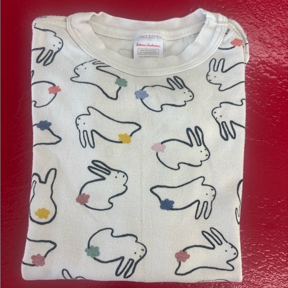 Hanna Andersson White Bunny Print Pajama Top